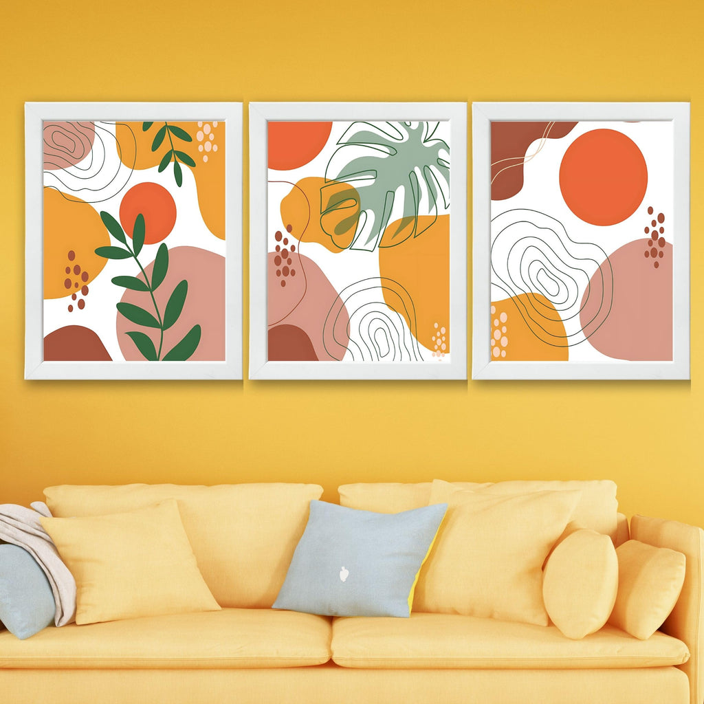 CRAFT QUEST Wall Art Decor Paintings | Set of 3 BOHO Wall Art Frames for Home Decoration | Ideal for Living Room, Bedroom & Office