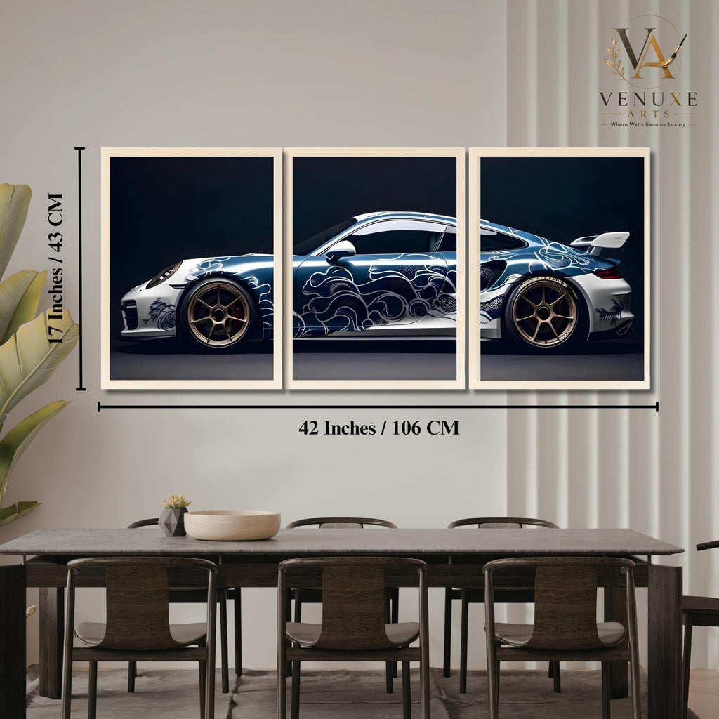 VENUXE ARTS Set Of 3 Big Sports Cars Framed Posters Gift Items for Boys Room Wall Decoration Bedroom Living Room Office Studio Décor | Car Poster Frame for Wall Décor