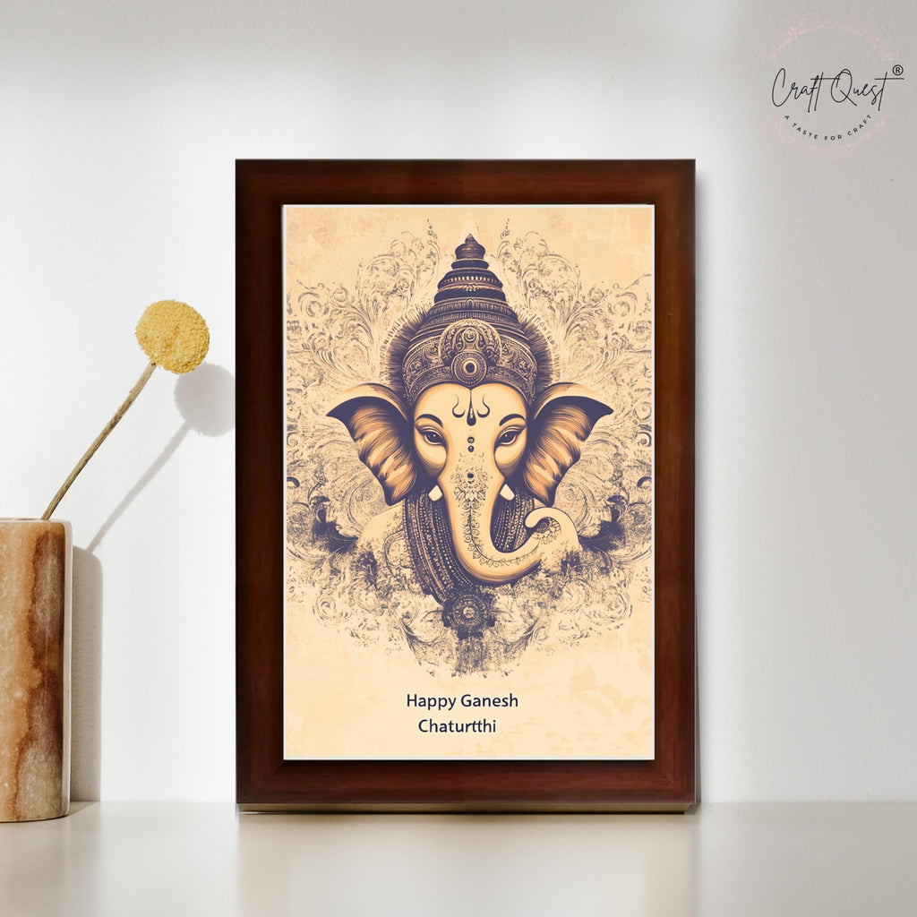 CRAFT QUEST Lord Ganpati Ganesh God Frame for Pooja Room & Wall Decor GA-253