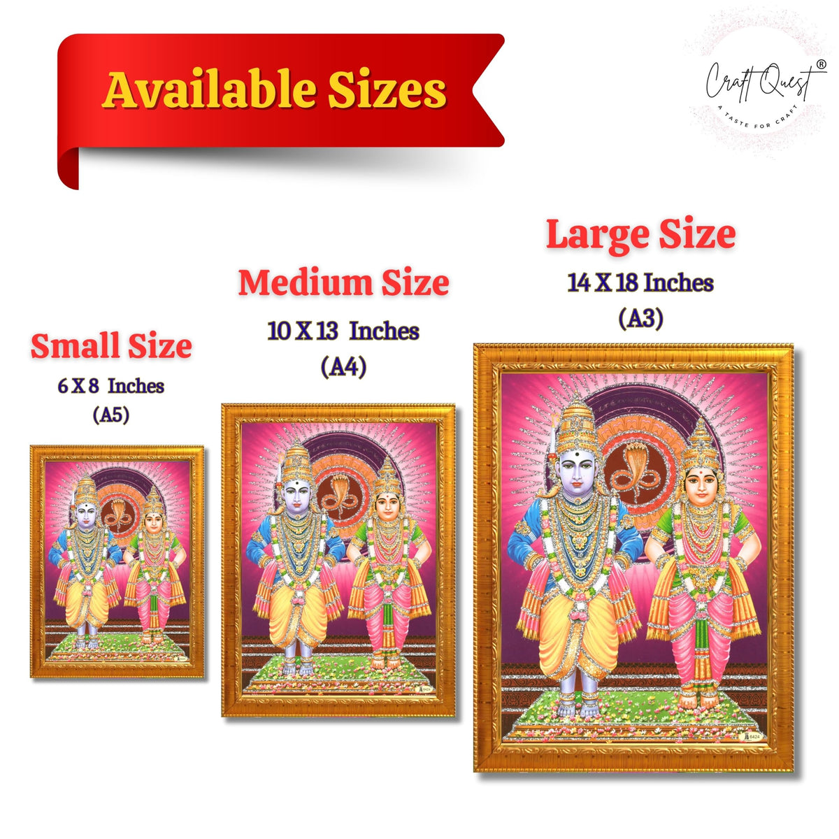 CRAFT QUEST Shri Vitthal Rukmini Photo Frame with Acrylic Sheet Wall Hanging/Gift/Temple/puja Room/Home Decor Frame Item