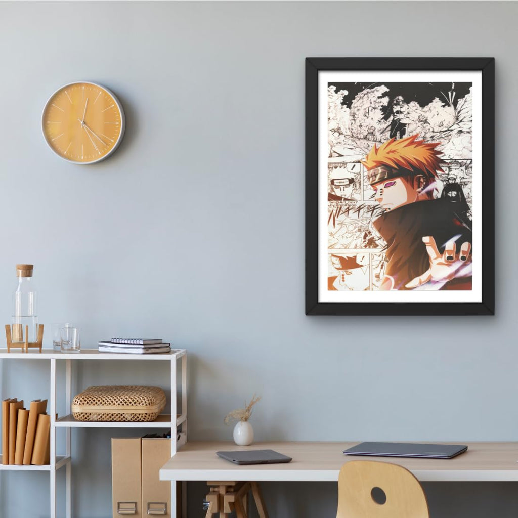 CRAFT QUEST Naruto Anime Laminated Posters Framed Painting For Anime Naruto Fans Wall Decor, Home Decor with Matt Black Frame (14 Inches x 10 Inches)