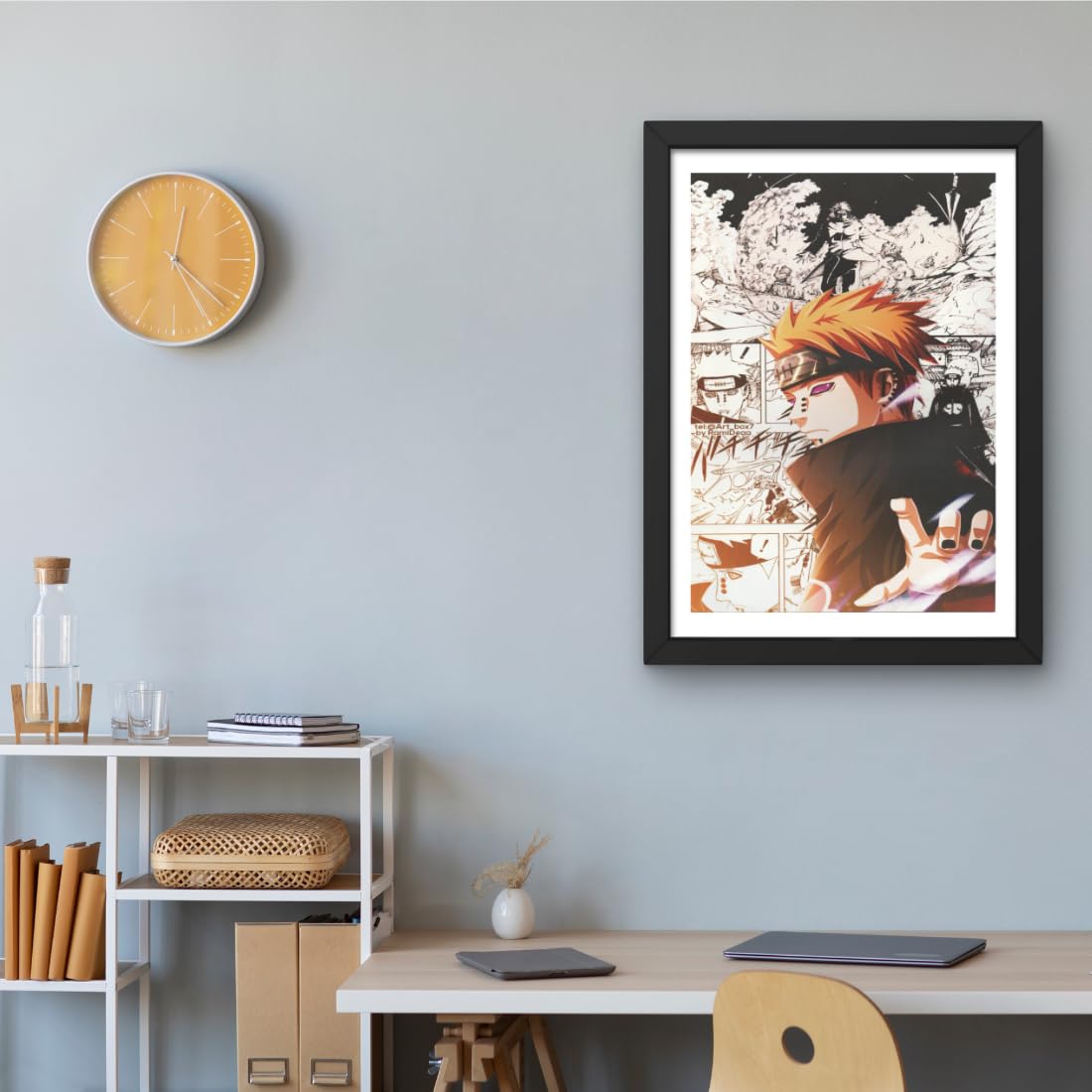 CRAFT QUEST Naruto Anime Laminated Posters Framed Painting For Anime Naruto Fans Wall Decor, Home Decor with Matt Black Frame (14 Inches x 10 Inches)