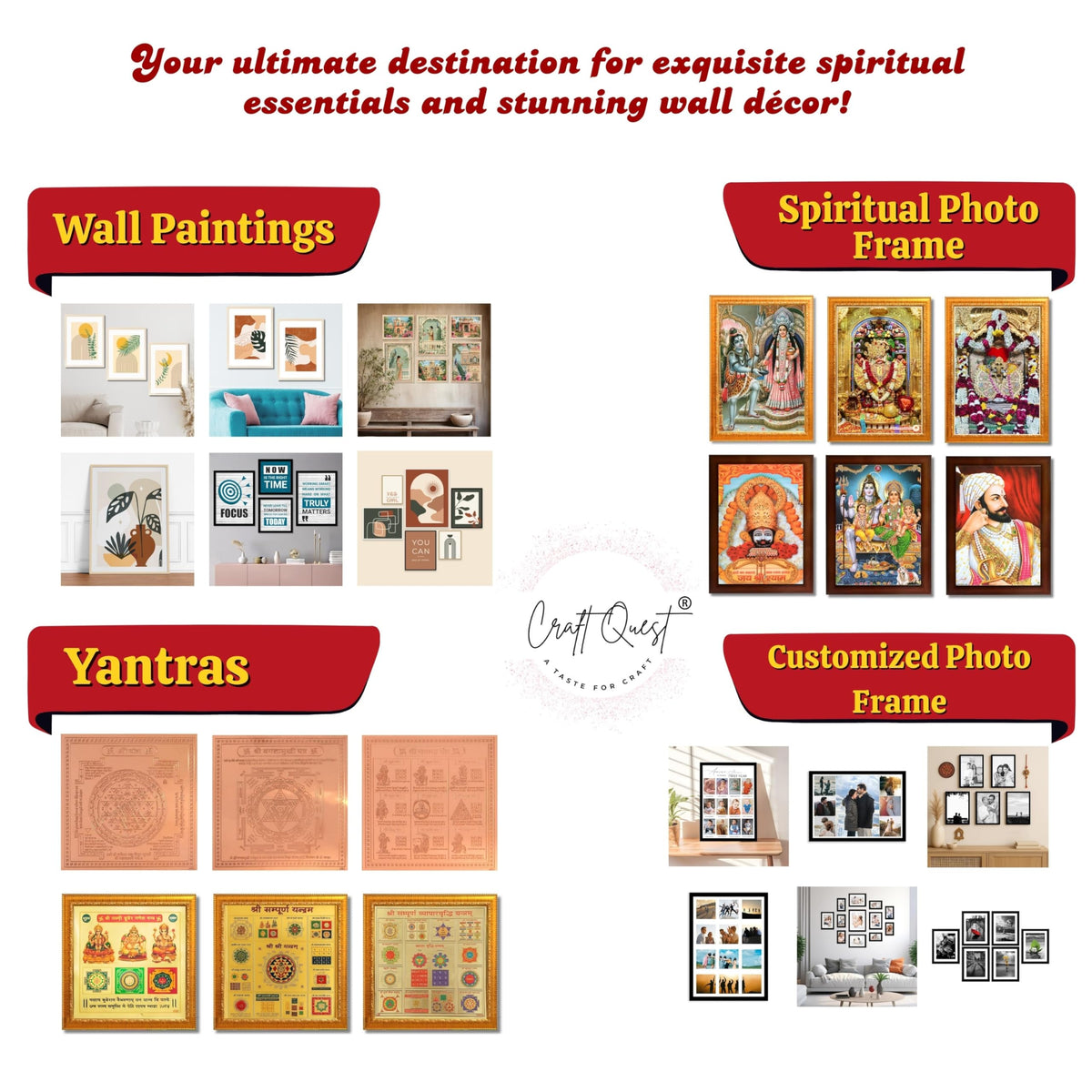 CRAFT QUEST Lord Ganpati Ganesh ji God Frame for Pooja Room Home & Wall Decor GA-255