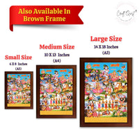 CRAFT QUEST Krishna Janmashtami Photo with Frame, Janmashtami Painting, Hindu God Wall Art, Spiritual Photo for Home Decor, Pooja Room,