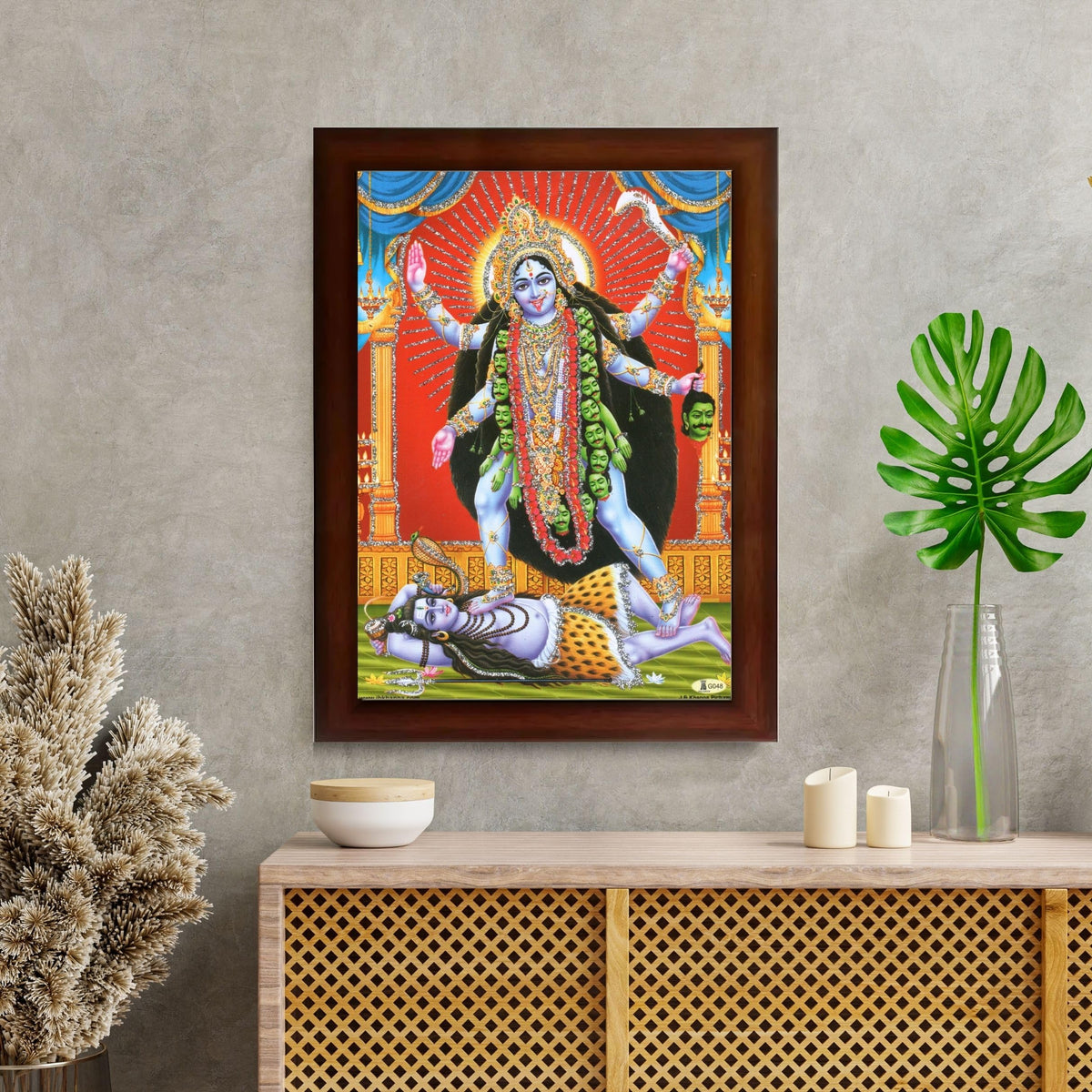 CRAFT QUEST Kali Mata photo with frame, God Religious Framed Painting With Acrylic Glass