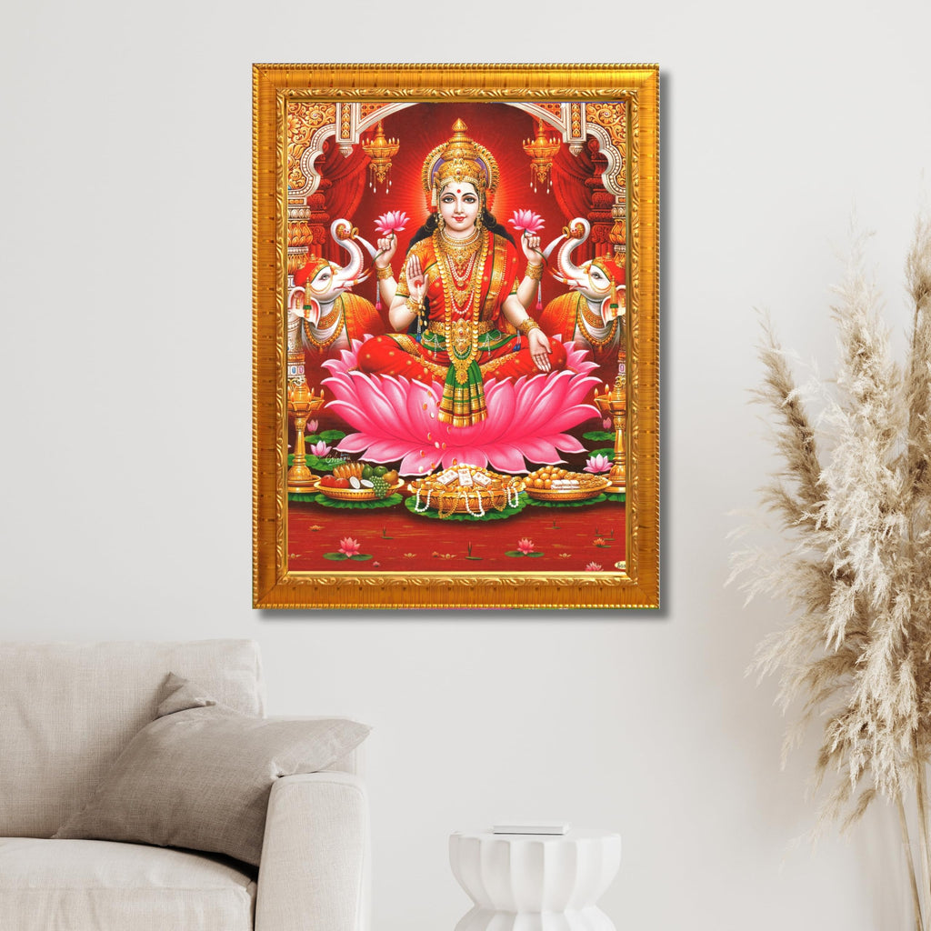 CRAFT QUEST Goddess Lakshmi Devi Dhana Vaibhav Laxmi Maa Wall Painting Frame Home Decor