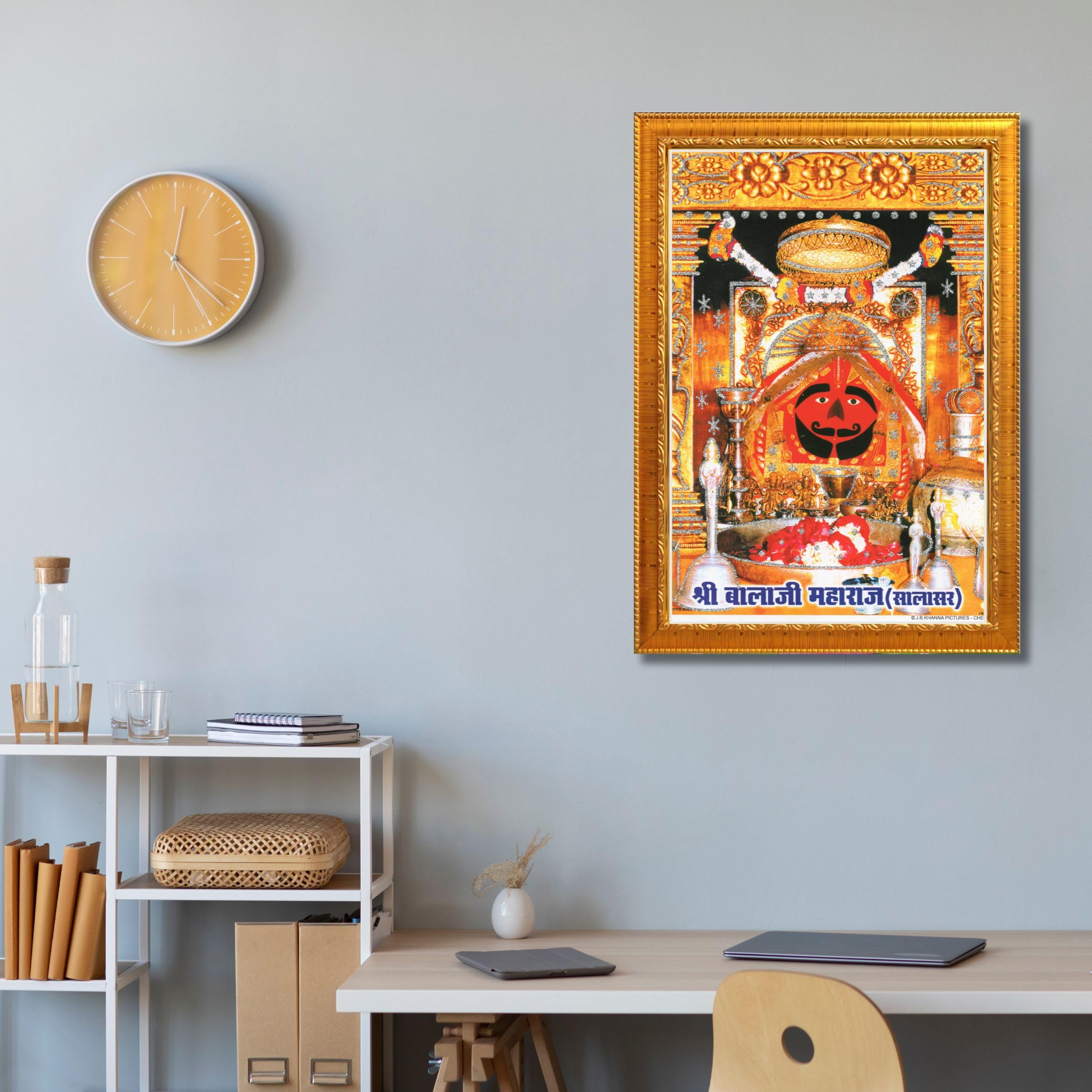 CRAFT QUEST Salasar balaji Hanuman | Bajrangbali Religious Photo with frame for Home Decorative Item Synthetic Wood
