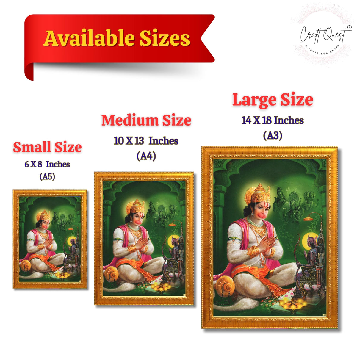 CRAFT QUEST Hanuman JI | Bajrangbali Religious Photo frame home decorative