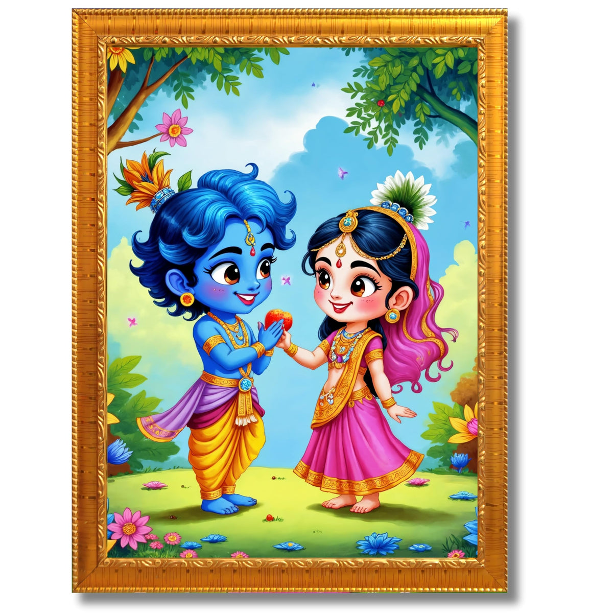 CRAFT QUEST Cute Bal Gopal HD Print | Bal Krishna Frame for Home Temple, Office Desk, Car Dashboard