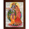 Craft Quest Radha Krishna Sparkle Coated Home Decorative Gift Item Framed Painting (10 X 14 Inches, Brown) RK1013-06