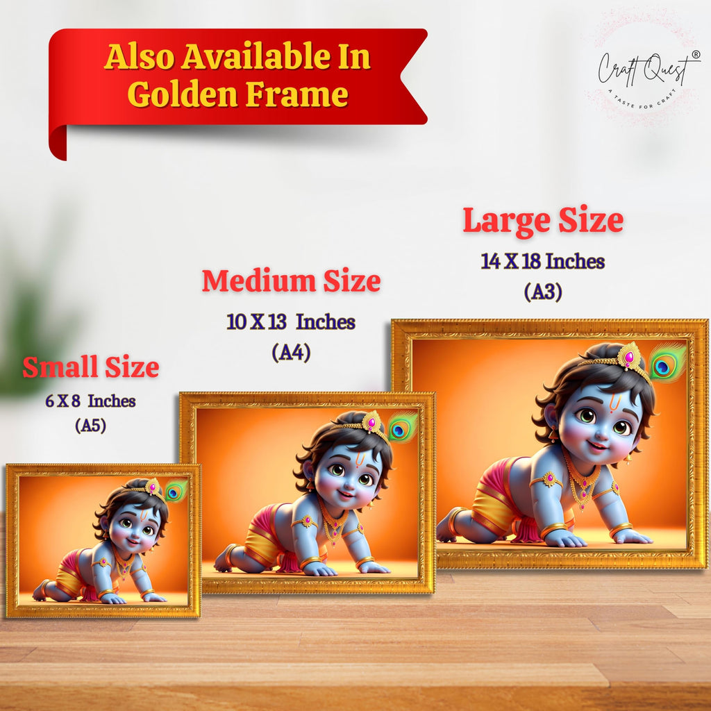 CRAFT QUEST Shri Bal Gopal Painting | Krishna Photo Frames for Walls, Home, Living Room and Home Décor