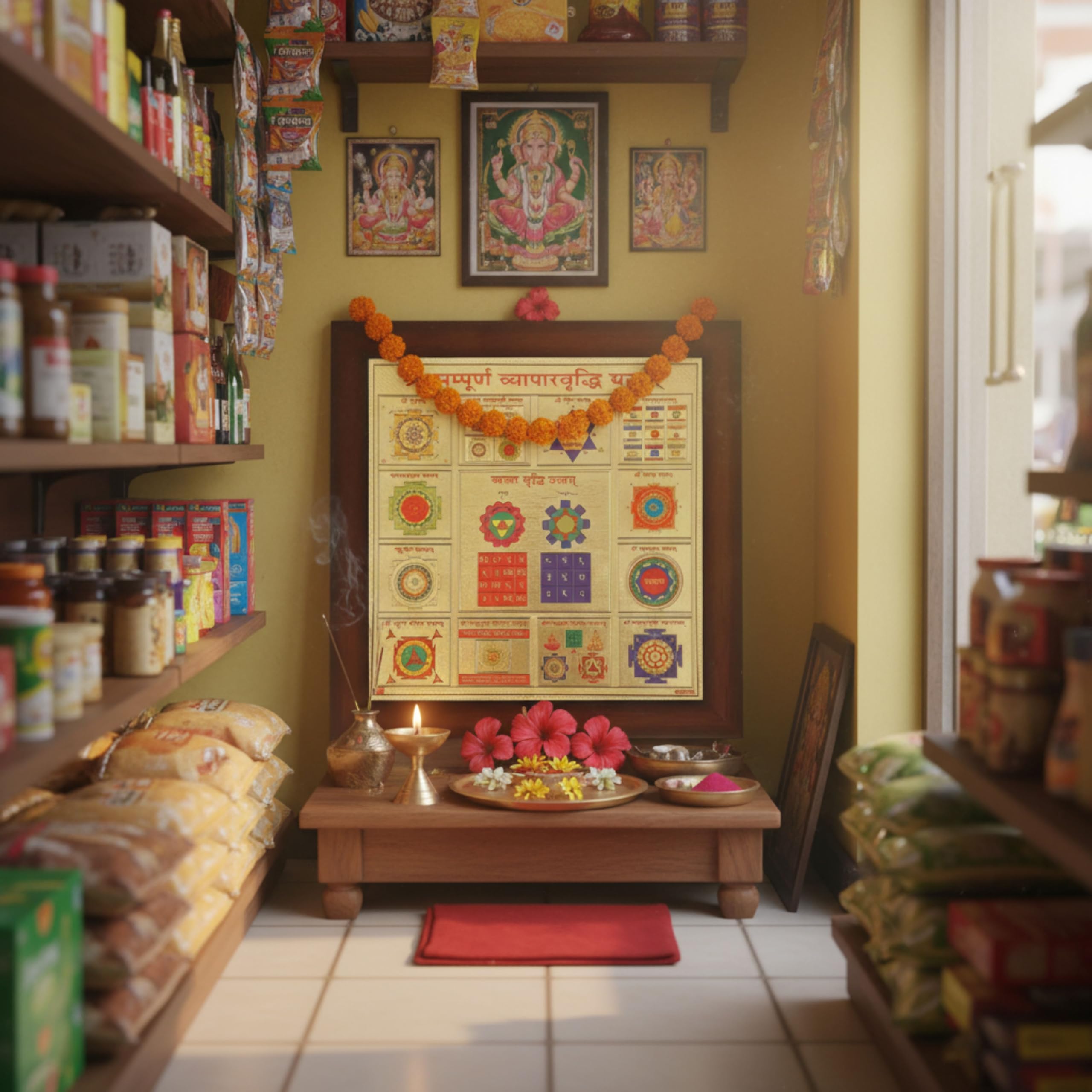 CRAFT QUEST Shree sampurna Vyapar Vridhi Yantra with 24k Gold Plating for Business and Profit | Shop Vastu Item