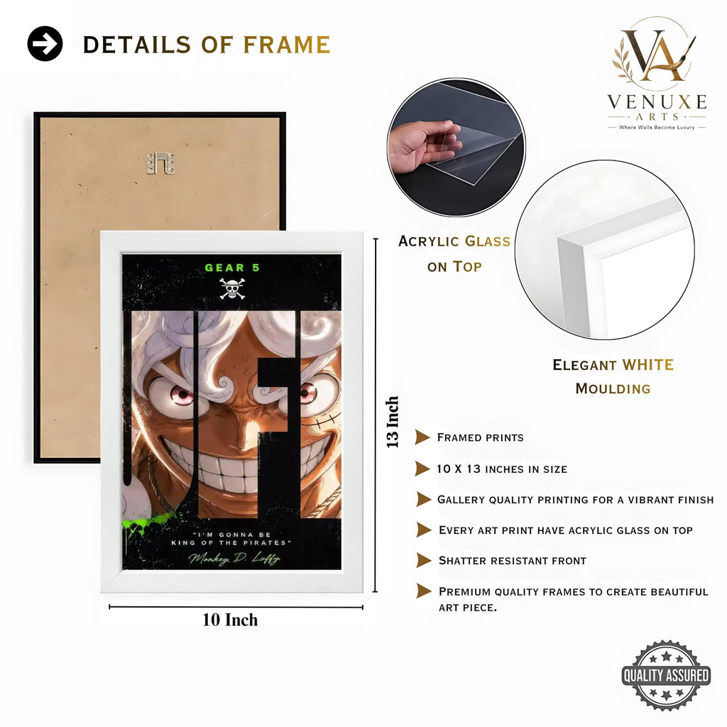 VENUXE ARTS Set Of 3 Anime Characters Wall Framed |Anime Characters Framed Poster for Living Room Bedroom Gaming Room Studio Wall Decor