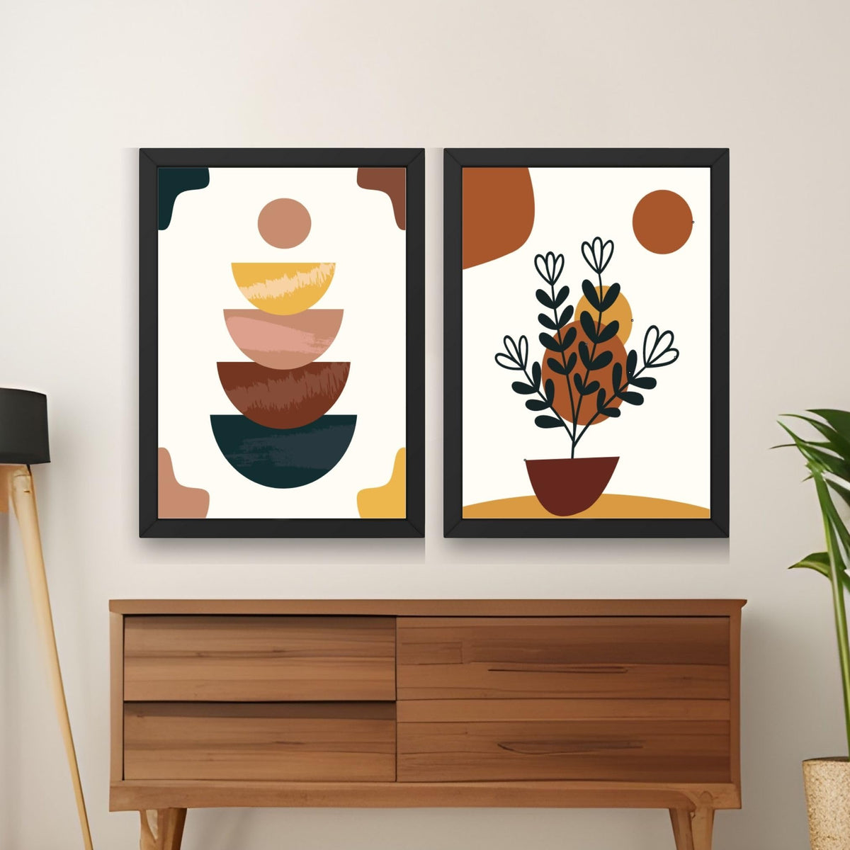CRAFT QUEST Wall Art Decor Paintings | Set of 2 Wall Art Frames for Home Decoration | Ideal for Living Room, Bedroom & Office (Style 117)