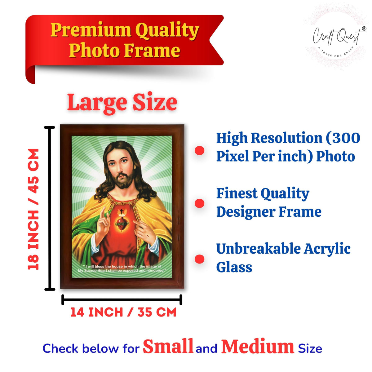 CRAFT QUEST Lord Jesus Christ Painting Aesthetic Hanging Photo Frame Decor for Living Room and Bedroom