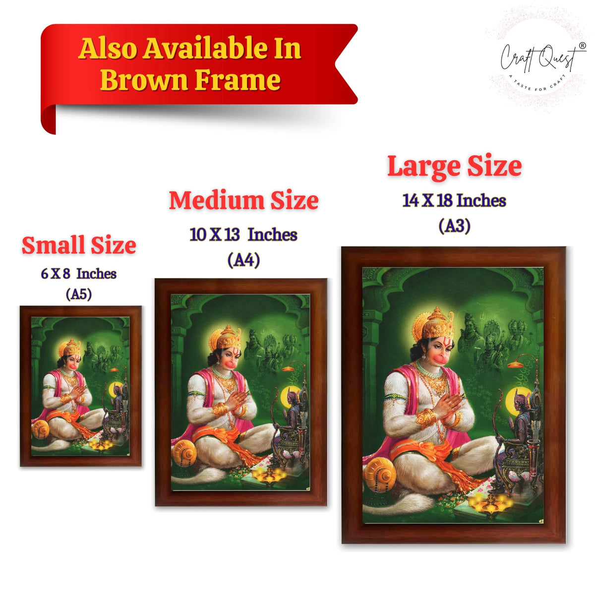 CRAFT QUEST Hanuman JI | Bajrangbali Religious Photo frame home decorative