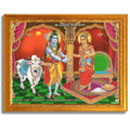 CRAFT QUEST Shiva & Maa Annapurna devi sitting on throne photo frame with Acrylic Glass for Kitchen Worship