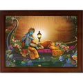 Craft Quest Radha Krishna Sparkle Coated Home Decorative Gift Item Framed Painting (10 X 14 Inches, Brown) RK1013-108