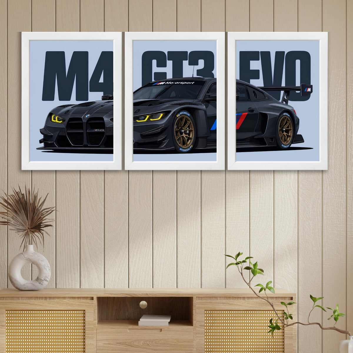 VENUXE ARTS Set Of 3 Big Sports Cars Framed Posters Gift Items for Boys Room Wall Decoration Bedroom Living Room Office Studio Décor | Car Poster Frame for Wall Décor