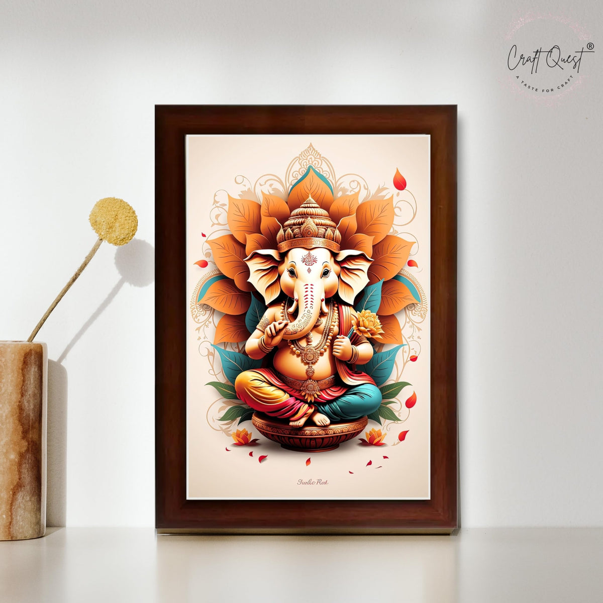 CRAFT QUEST Lord Ganpati Ganesha ji Wall Hanging Frame for Living Room, Bedroom, Office & Pooja Room Décor GA-213