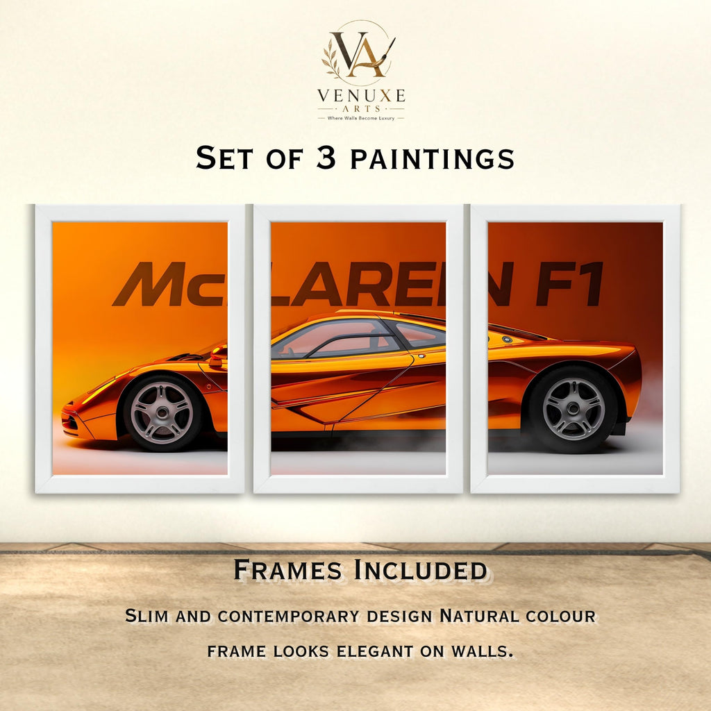 VENUXE ARTS Set Of 3 Big Sports Cars Framed Posters Gift Items for Boys Room Wall Decoration Bedroom, Living Room, Office, Studio Décor | Car Poster Frame for Wall Décor