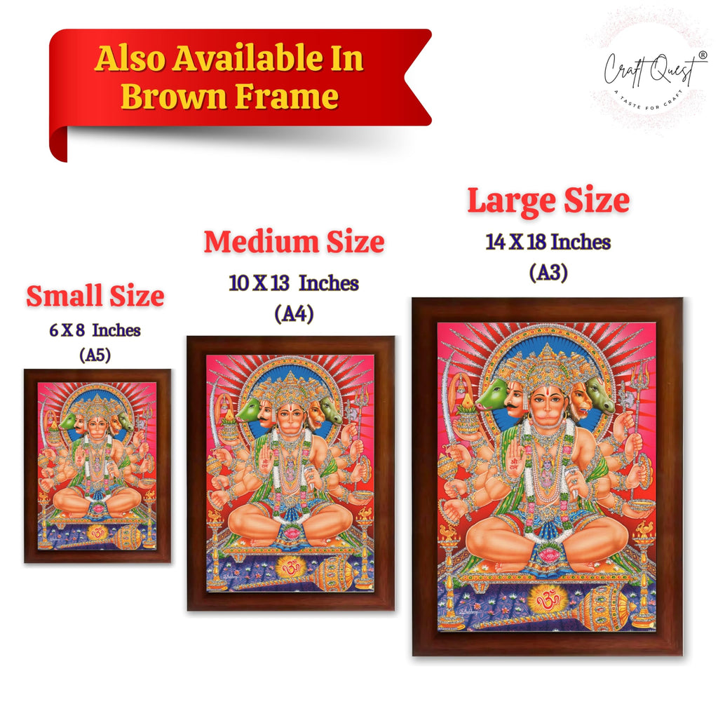 CRAFT QUEST Panchmukhi Hanuman JI | Bajrangbali Religious Photo frame home Decorative item