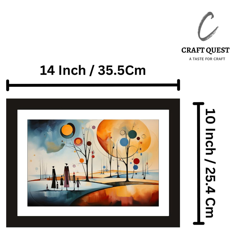 CRAFT QUEST Abstract Modern Art Painting Poster Frame for Home & Office Wall Decoration - Portrait, Wall Display (Black, 14x10 Inch Frame with Art Print)