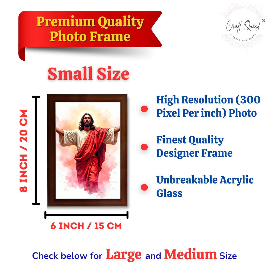 CRAFT QUEST Jesus Christ Photo with Frame, Photo Frame, Jesus Painting, Christian Wall Frames