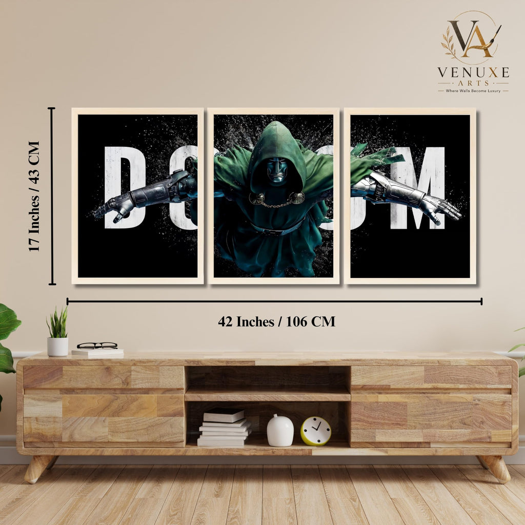 VENUXE ARTS Set Of 3 Anime Characters Wall Framed |Anime Characters Framed Poster for Living Room Bedroom Gaming Room Studio Wall Decor