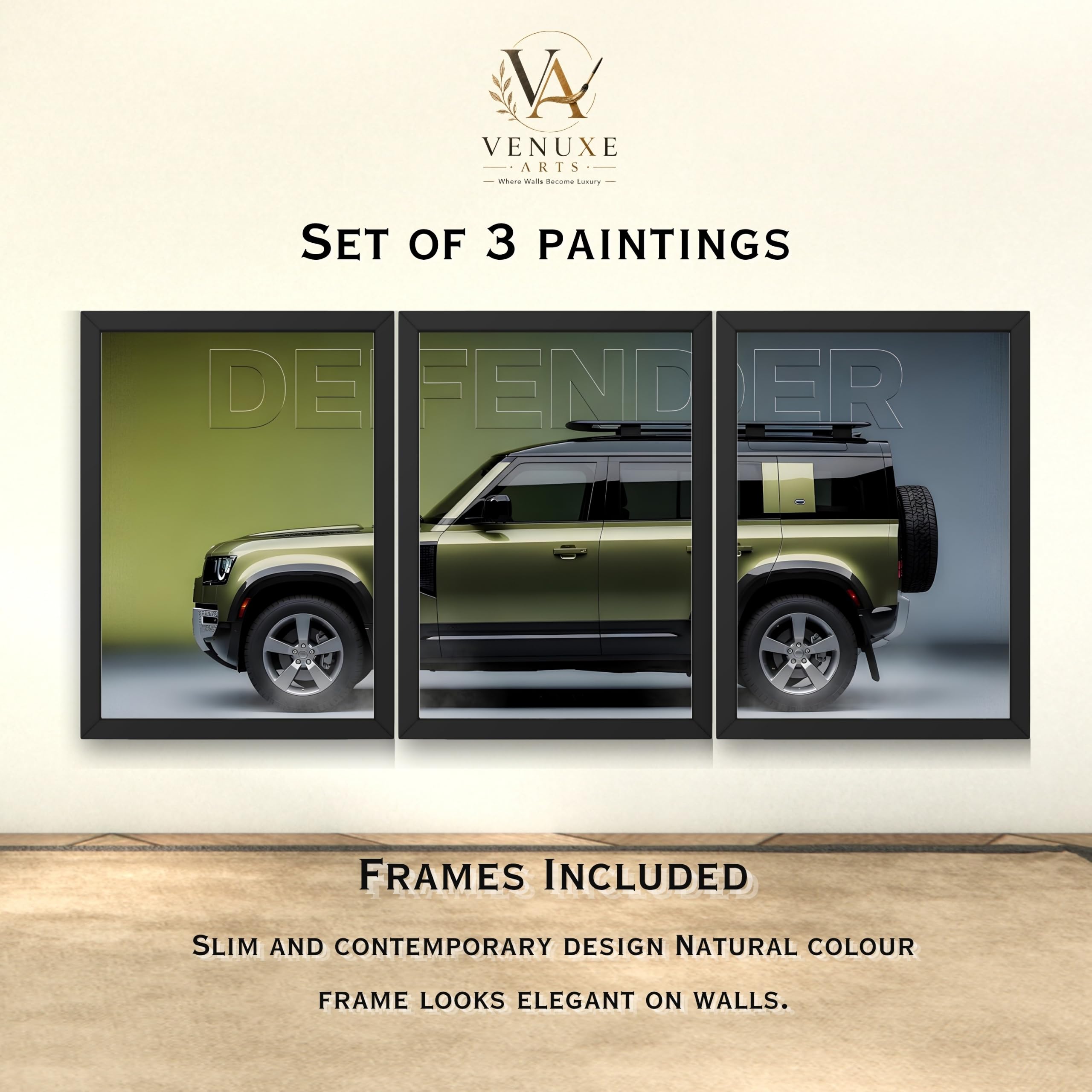 VENUXE ARTS Set Of 3 Big Sports Cars Framed Posters Gift Items for Boys Room Wall Decoration Bedroom, Living Room, Office, Studio Décor | Car Poster Frame for Wall Décor