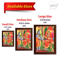 CRAFT QUEST Shiva & Maa Annapurna devi sitting on throne photo frame with with Acrylic glass, for Kitchen Worship