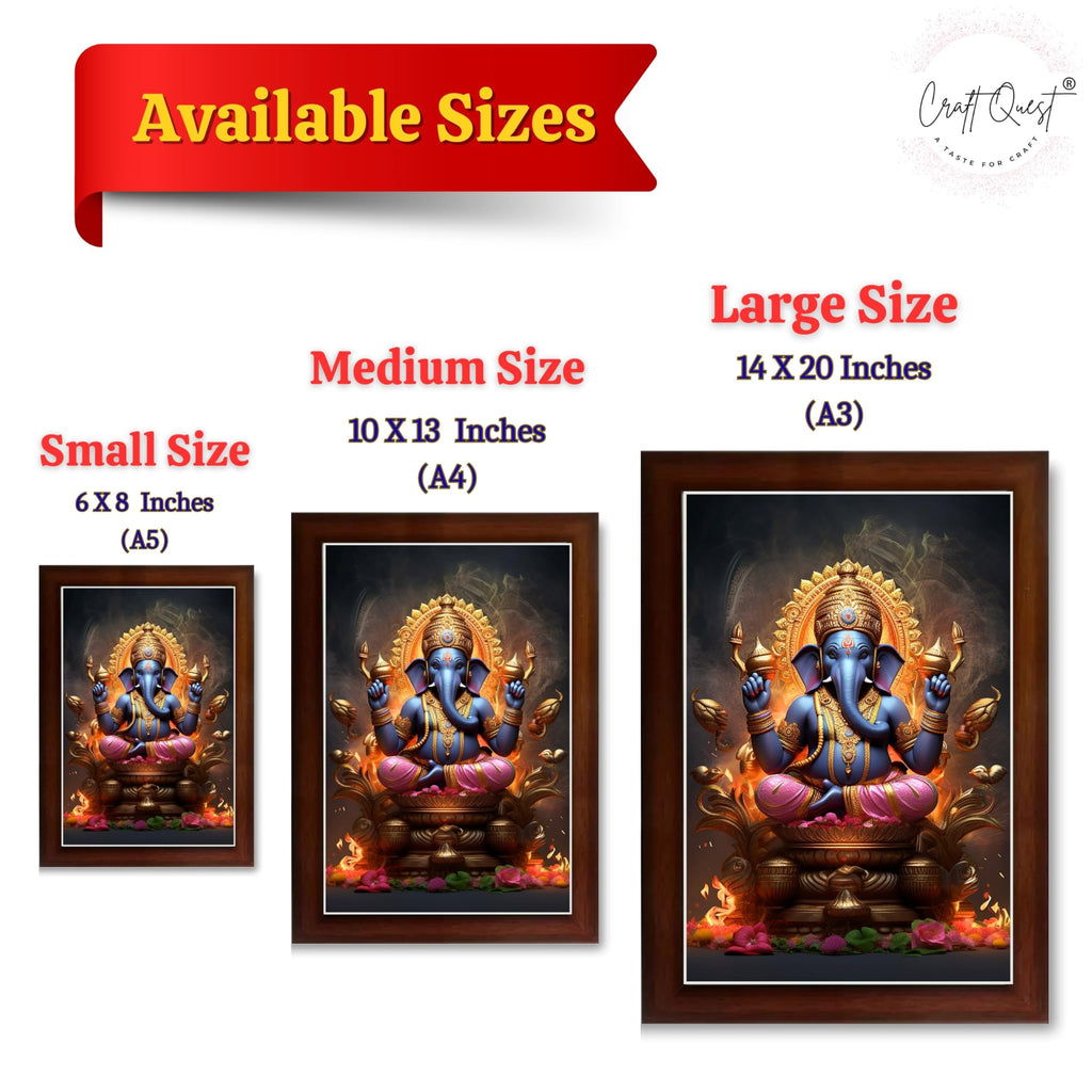 CRAFT QUEST God Ganpati Modern Wall Art Painting With Frame For Pooja,Office and Home Decor Item
