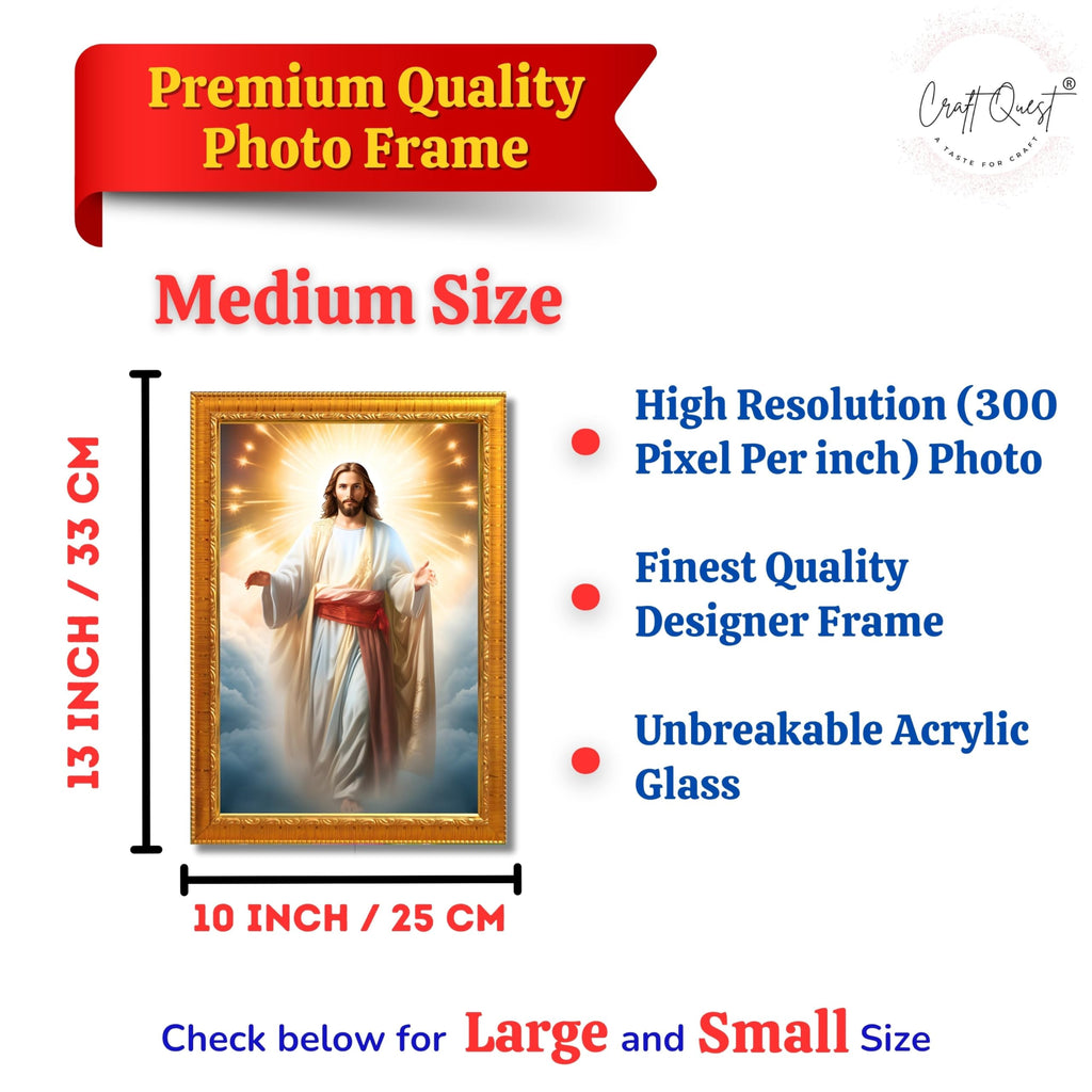 CRAFT QUEST Lord Jesus Christ Blessing Wall Artwork Wood Photo Frame Wall Hanging Gift Item