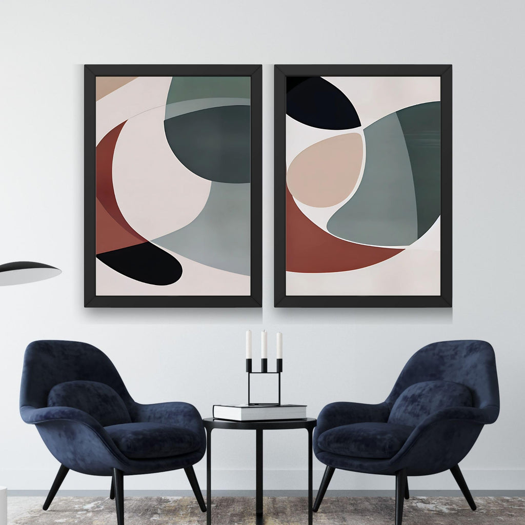 CRAFT QUEST Wall Art Decor Paintings | Set of 2 Minimalist Wall Art Frames for Home Decoration | Perfect for Living Room, Bedroom & Office