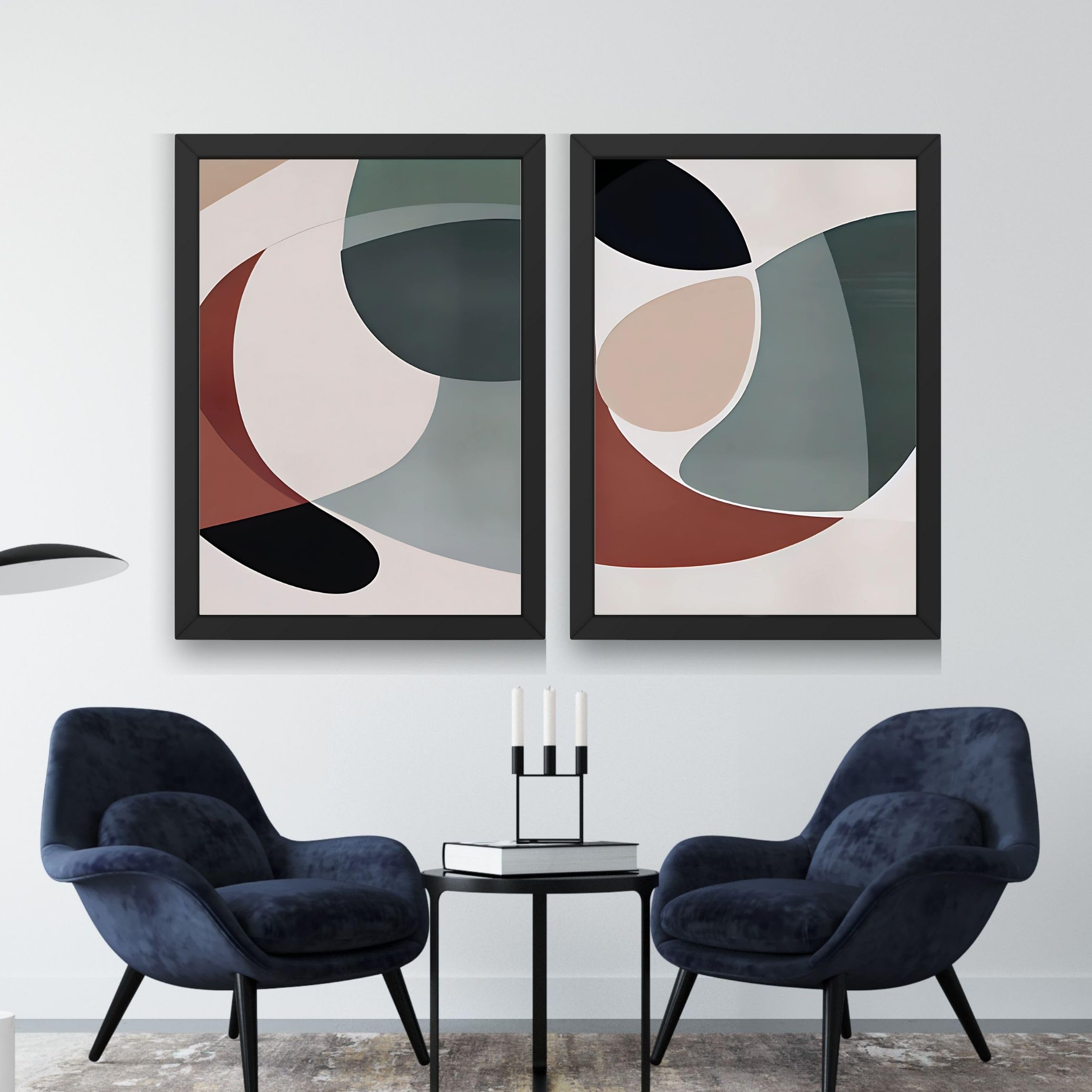 CRAFT QUEST Wall Art Decor Paintings | Set of 2 Minimalist Wall Art Frames for Home Decoration | Perfect for Living Room, Bedroom & Office