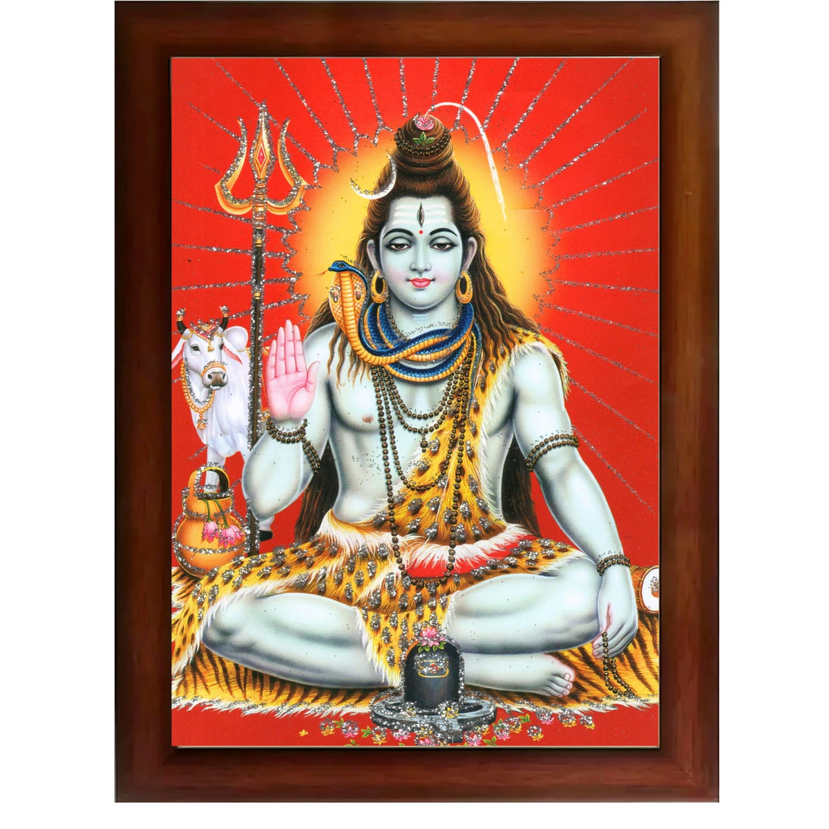 CRAFT QUEST God Shiv Shiva Wall Painting | Premium Framed Hindu God Wall Art | Spiritual Mahadev Poster for Living Room, Bedroom, Office, Meditation & Temple Décor |
