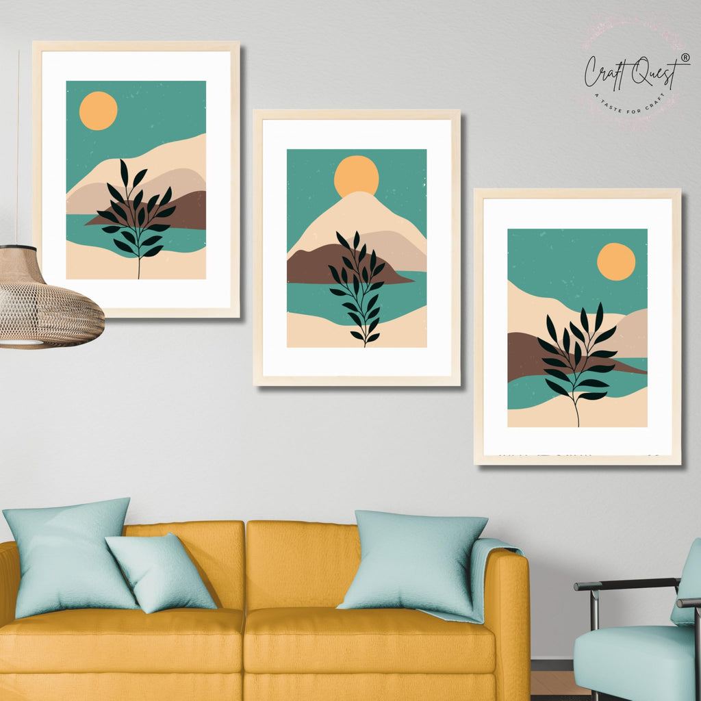 CRAFT QUEST Wall Art Decor Paintings | Set of 3 Wall Art Frames for Home Decoration | Ideal for Living Room, Bedroom & Office