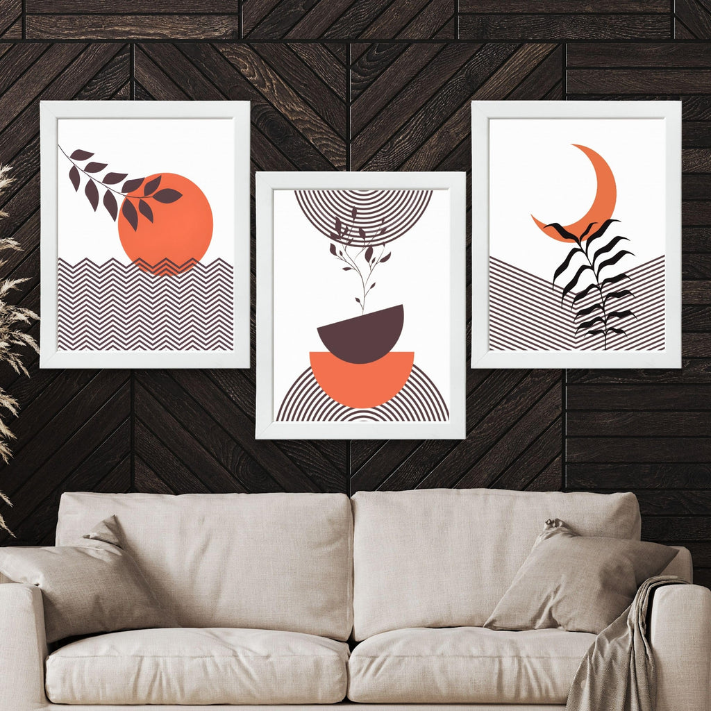 CRAFT QUEST Wall Art Decor Paintings | Set of 3 BOHO Wall Art Frames for Home Decoration | Ideal for Living Room, Bedroom & Office