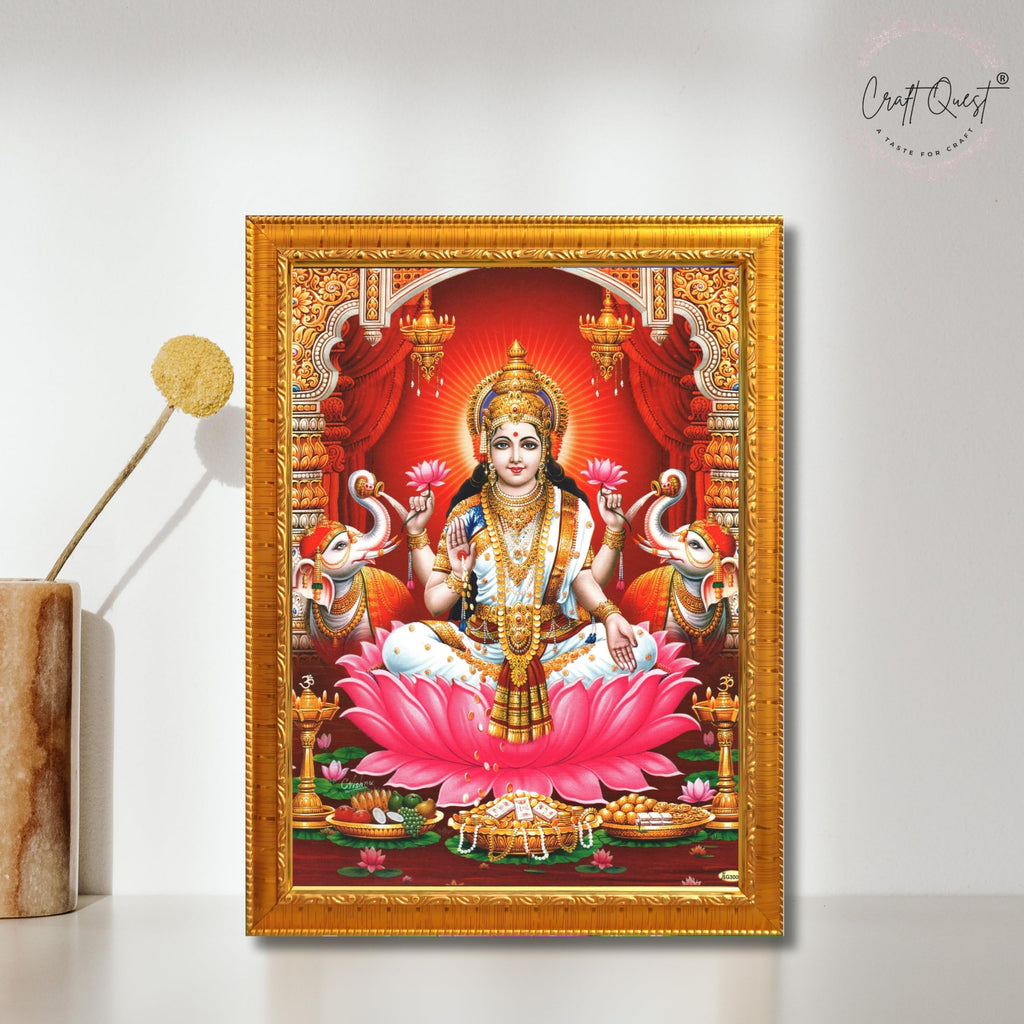 CRAFT QUEST Goddess Lakshmi Devi Dhana Vaibhav Laxmi Maa Wall Painting Frame Home Decor
