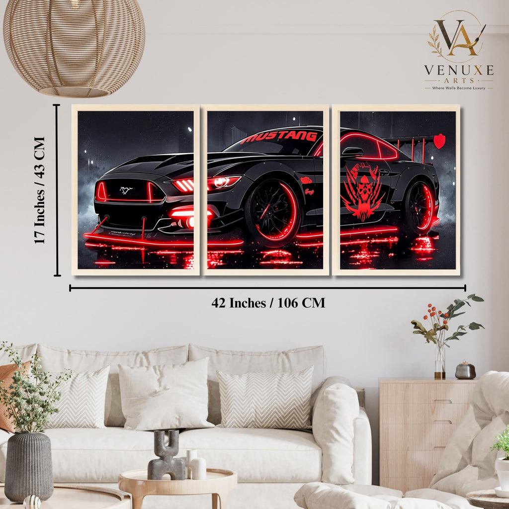 VENUXE ARTS Set Of 3 Big Sports Cars Framed Posters Gift Items for Boys Room Wall Decoration Bedroom Living Room Office Studio Décor | Car Poster Frame for Wall Décor