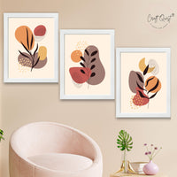 CRAFT QUEST Wall Art Decor Paintings | Set of 3 BOHO Wall Art Frames for Home Decoratio | Ideal for Living Room, Office & Bedrooms