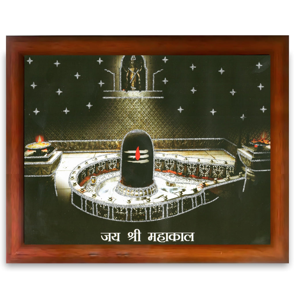 CRAFT QUEST Mahakal Jyotirling Photo With Frame Ujjain Mahakaleshwar Bholenath Photo Frame, Religious Photo Frame