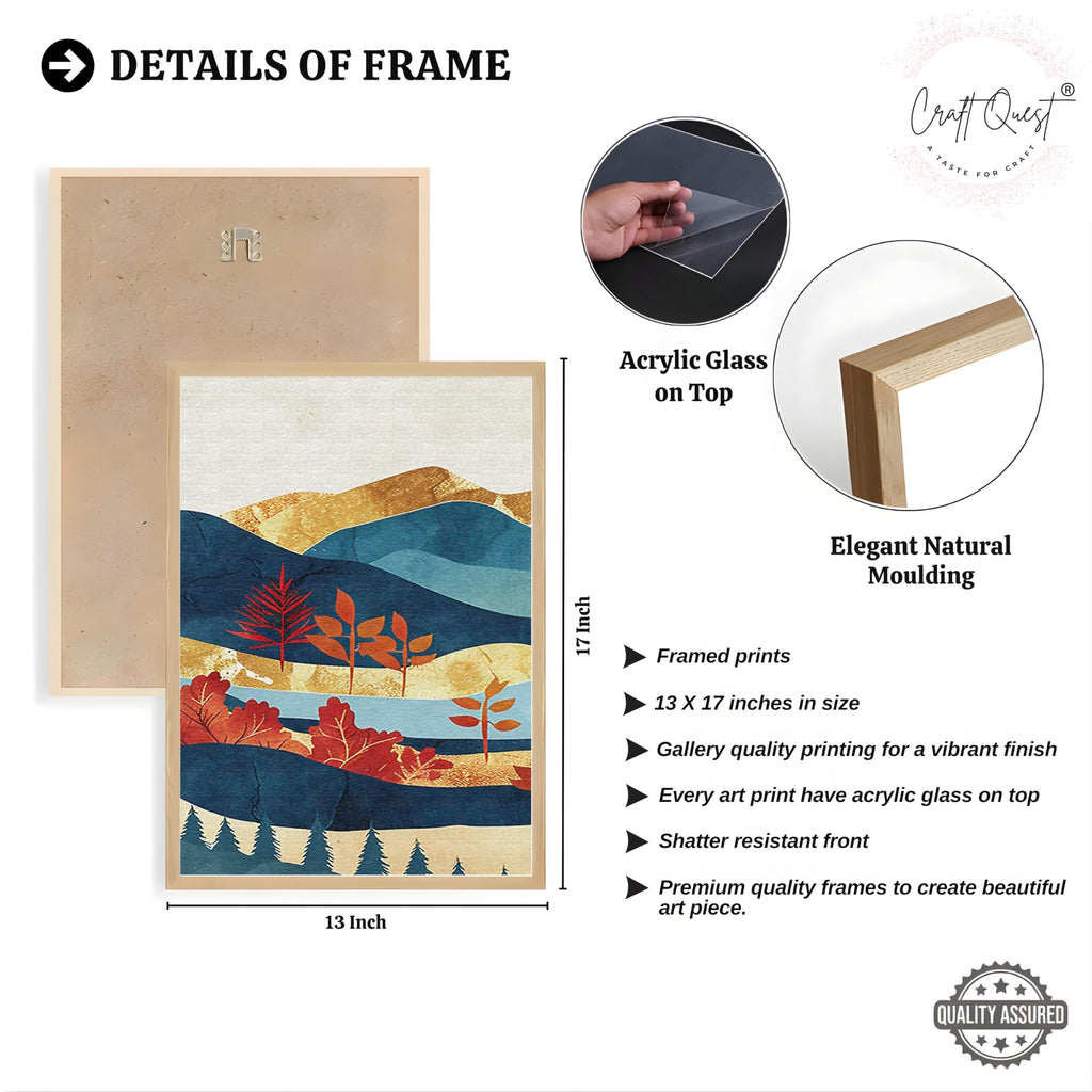 CRAFT QUEST Modern Art Pictures With Mountains & Trees Wall Art | Set of 3 Frames for Home Decoration | Ideal for Living Room, Bedroom & Offices