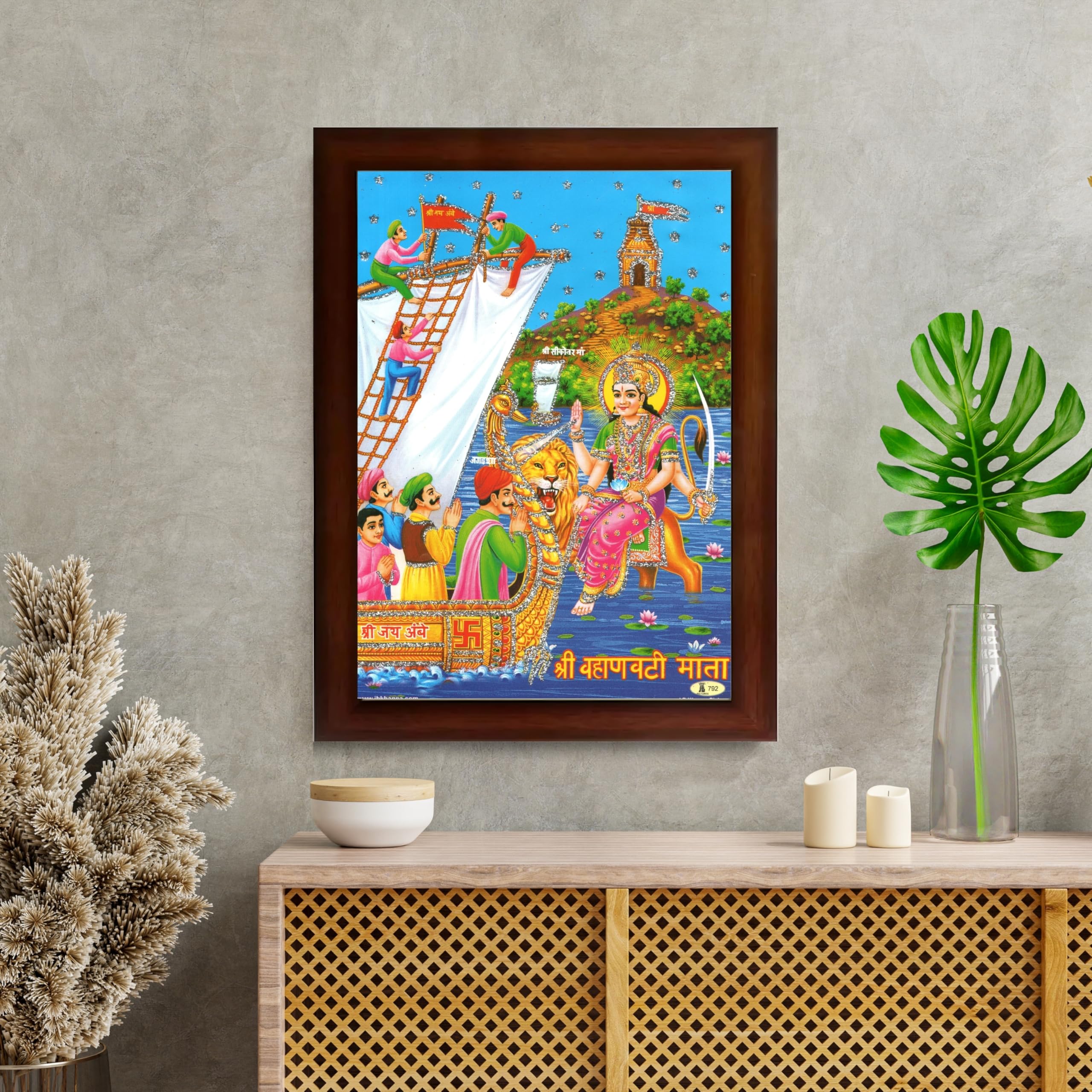 CRAFT QUEST Shri Vahanvati Mata Sikotar Maa Photo frame | Acrylic, Lightweight | Hindu God Spiritual Framed | Ideal for Home, Office, Temple & Puja Room, Wall Decor