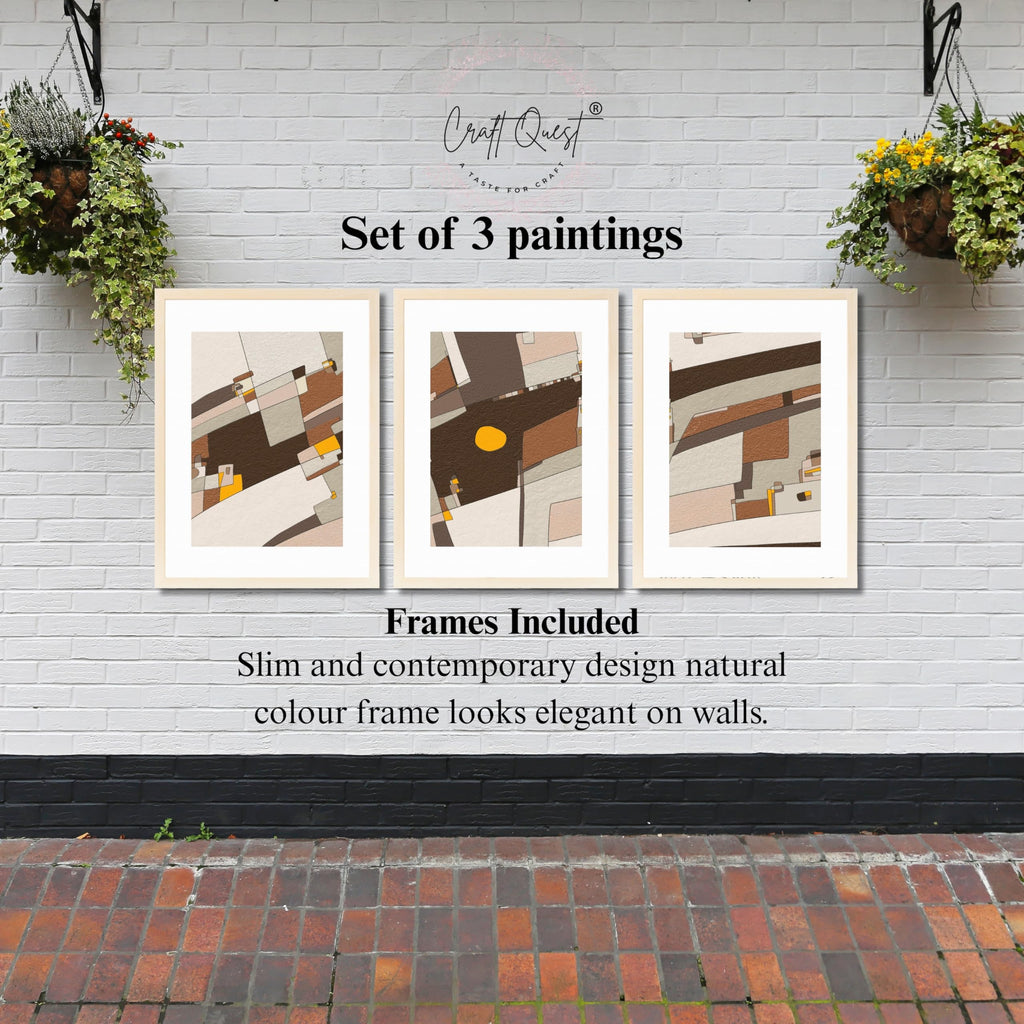 CRAFT QUEST Abstract Handdrawn Black Lines Contemporary Wall Decor | Set of 3 Frames for Home Decoration | Ideal for Living Room, Bedroom & Offices