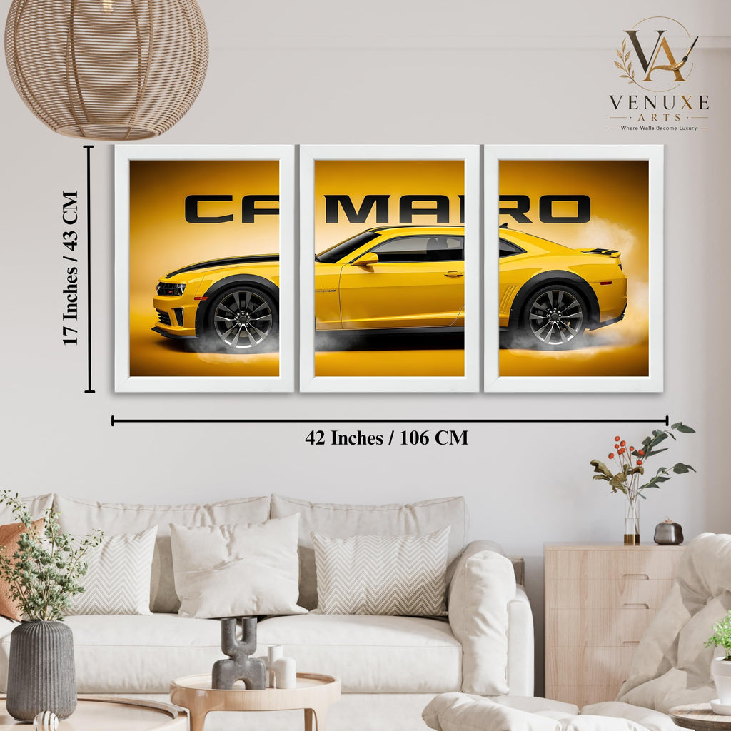 VENUXE ARTS Set Of 3 Big Sports Cars Framed Posters Gift Items for Boys Room Wall Decoration Bedroom, Living Room, Office, Studio Décor | Car Poster Frame for Wall Décor