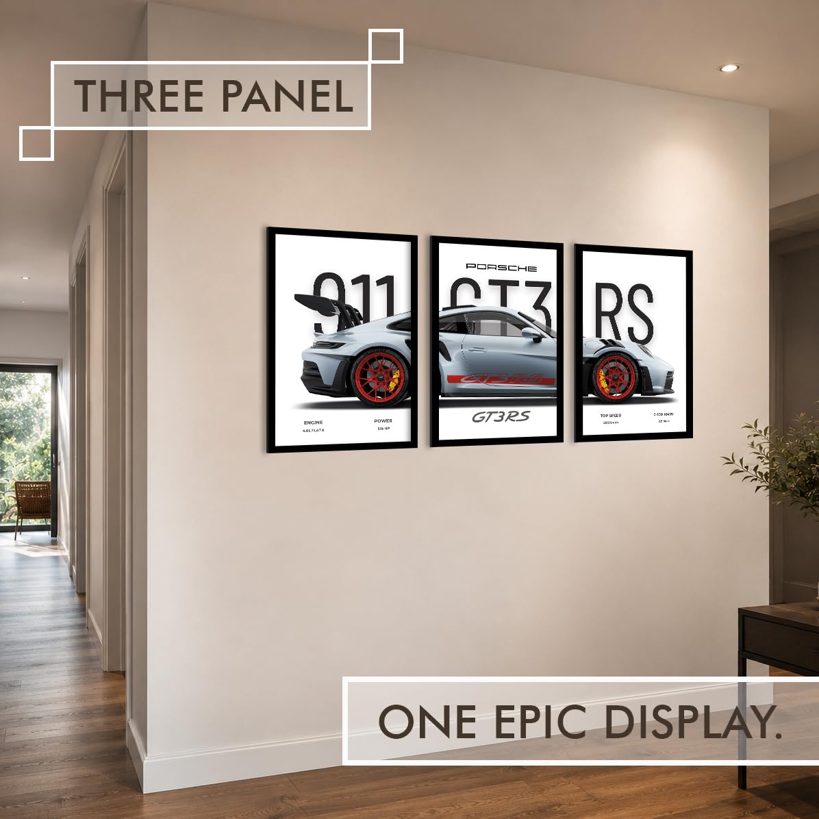 CodersParadise Framed Wall Poster (12x18 Inch) | Inspirational Quote Wall Art | Minimalist Motivational Home Decor for Living Room & Office | Ready-to-Hang Display Frame (Porsche GT3RS)