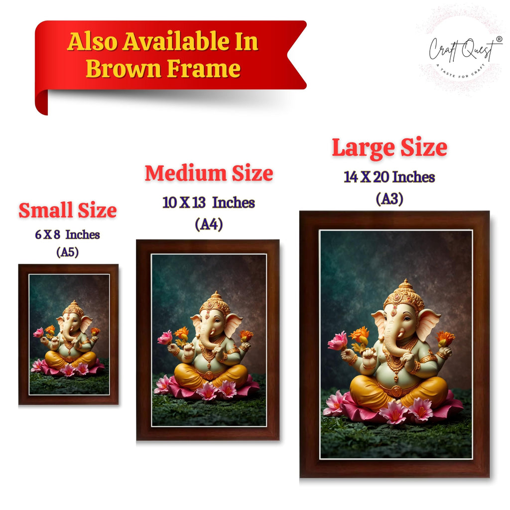 CRAFT QUEST Lord Ganpati ji Wall Hanging Frame for Living Room, Pooja Room Décor GA-215