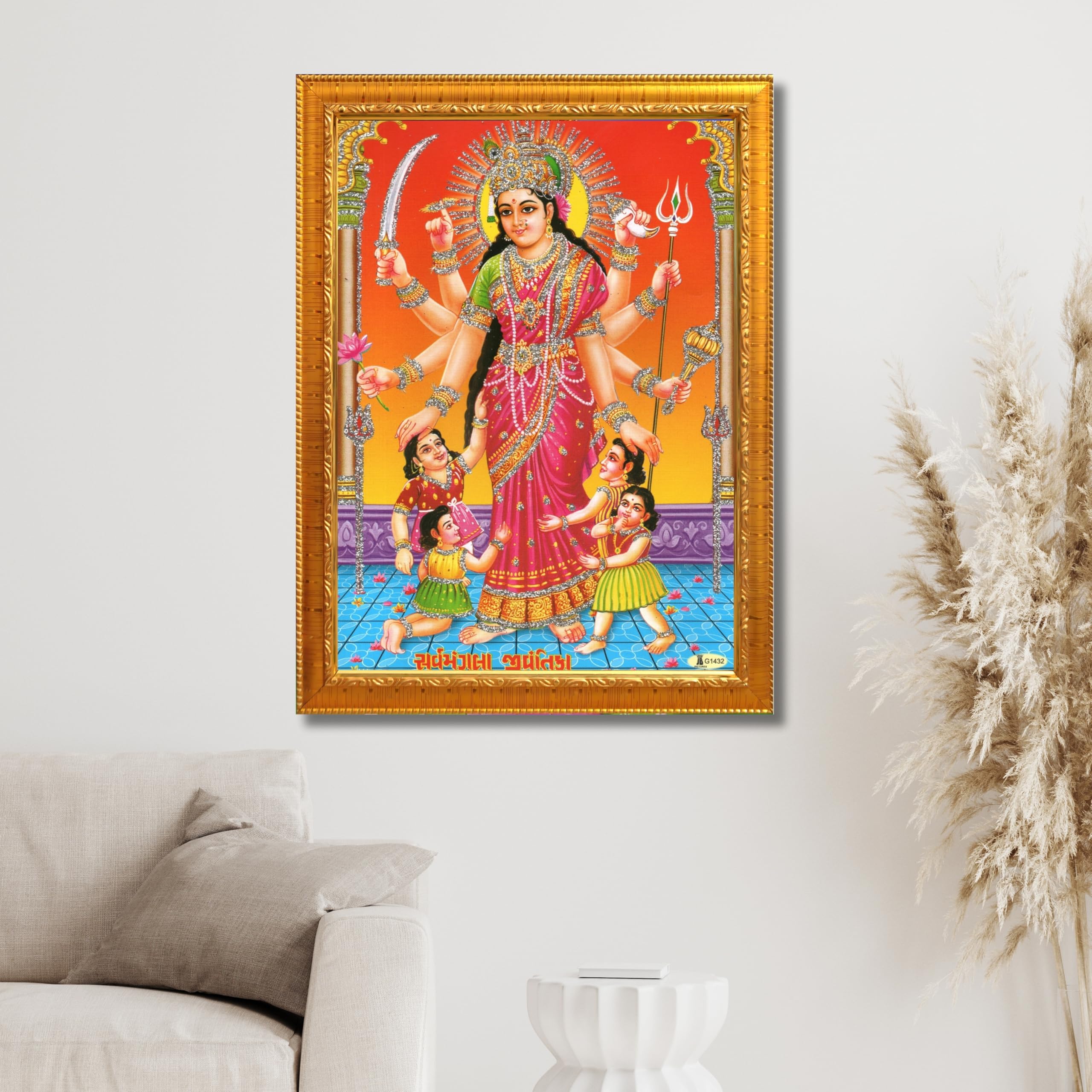 CRAFT QUEST Shri Jivantika Sarva Mangala mata Wall Painting Framed Home Décor