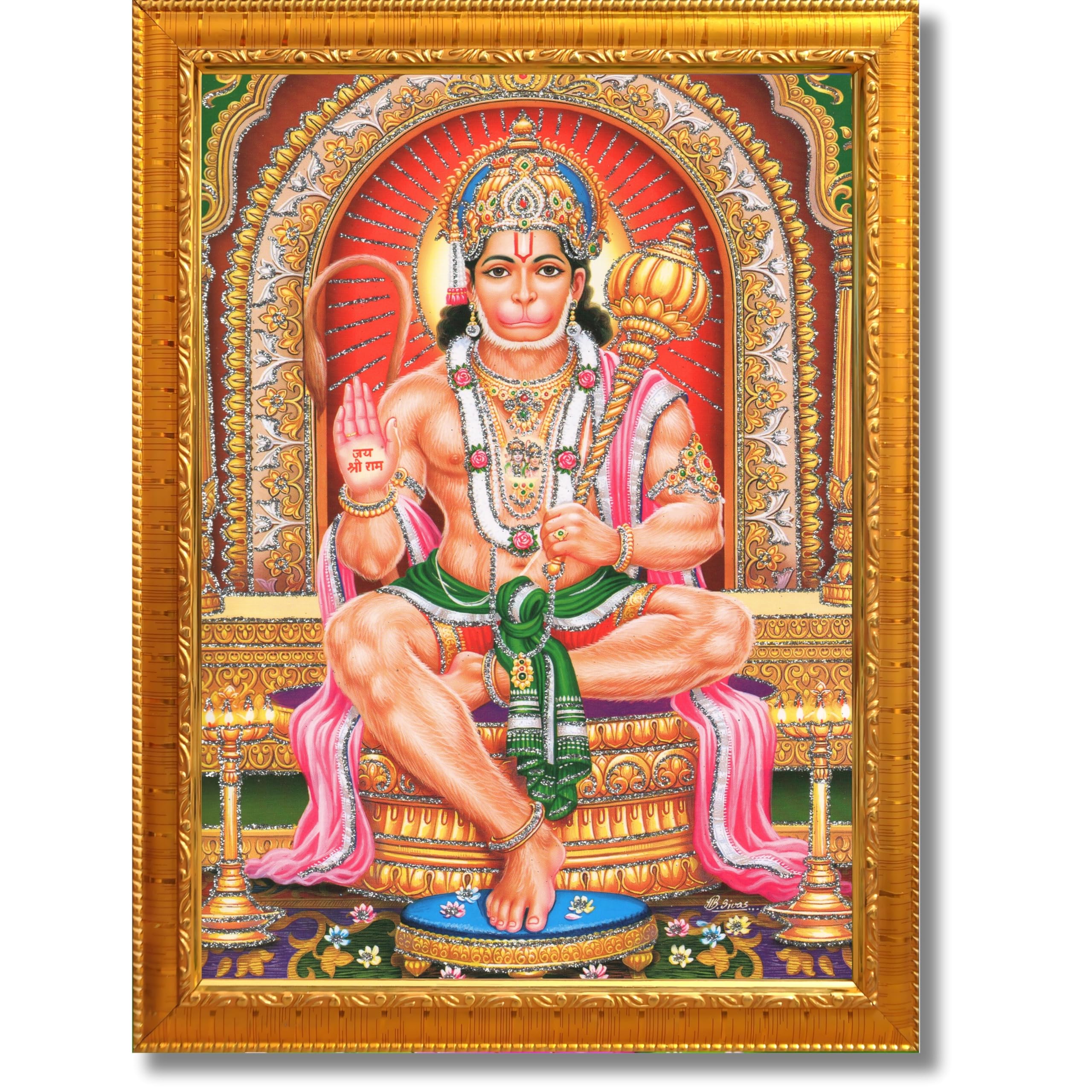 CRAFT QUEST Hanuman JI | Bajrangbali Religious Photo frame Decorative Item Synthetic frame